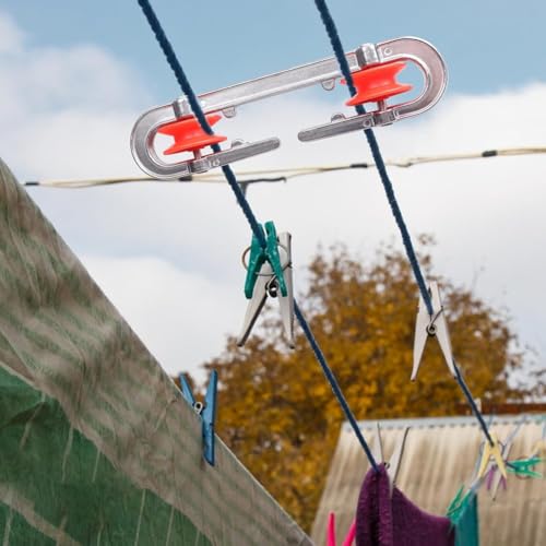 Daijianbin 6 Pcs Clothesline Spreader, Aluminium Heavy Duty Outdoor Clothes Line Separator Pulley for Heavy Loads and Clothesline - Image 2