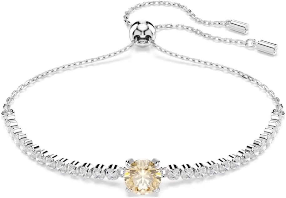 Swarovski Matrix Tennis bracelet Mixed cuts, Yellow, Rhodium plated