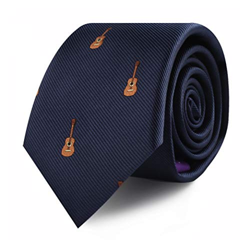 Auscufflinks Guitar Player Music Lover Tie For Him | Acoustic Guitarist Gift Skinny Neckties | Present For Work Colleague | Bday Gift For Guys (Guitar) #TOP14