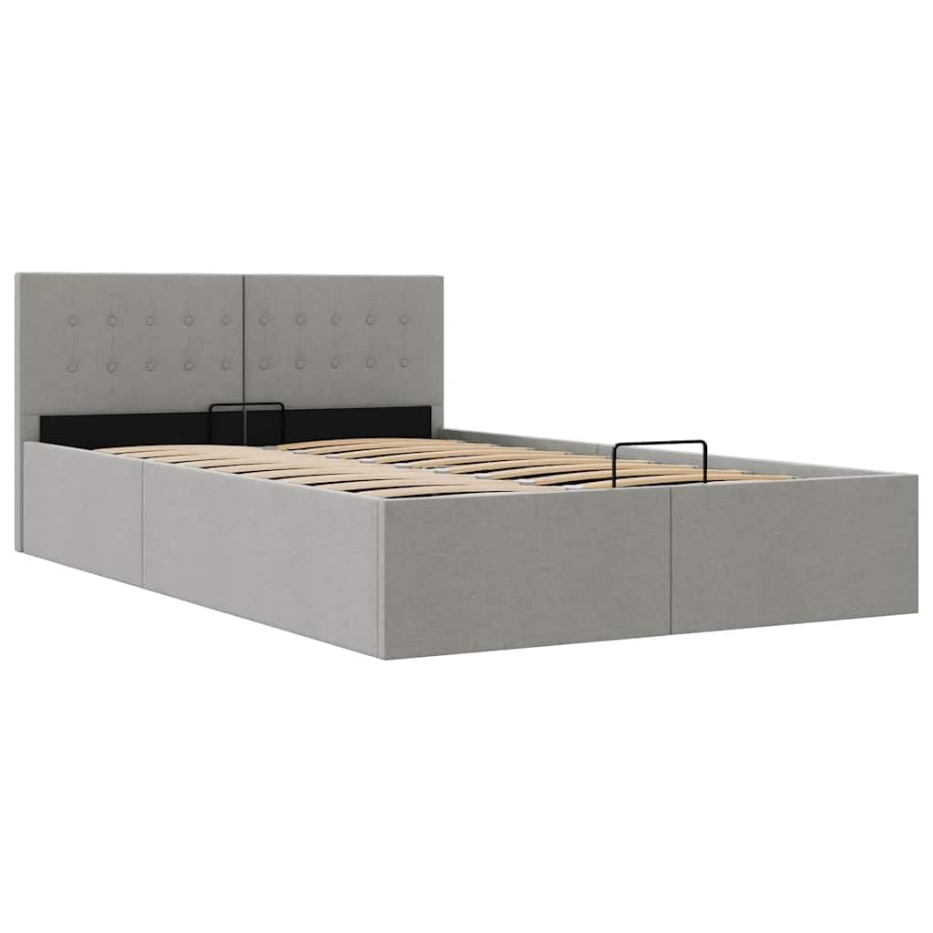 vidaXL Stauraumbett Hydraulisch Polsterbett Doppelbett Bett Schlafzimmerbett Stoffbett Bettrahmen Bettgestell mit Stauraum Hellgrau 120x200cm