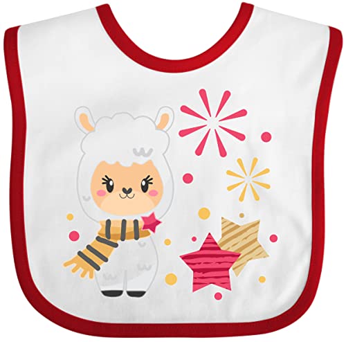 Image of inktastic New Year Celebration Llama with Gold and Red Stars Baby Bib