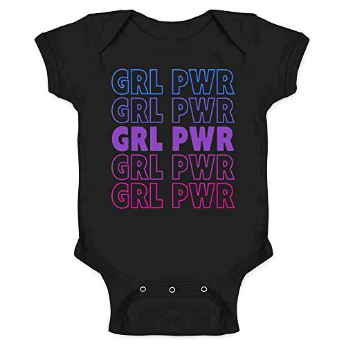 Pop Threads GRL Pwr Girl Power Retro Repeating Feminist Infant Baby Boy Girl Bodysuit Black 6M