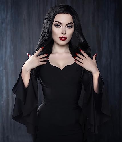 JPXH Damenkleid für Erwachsene, Übergröße, lang, schwarz, Halloween-Kleid, Kostüm, Party, erste Wahl, Schwarz, L