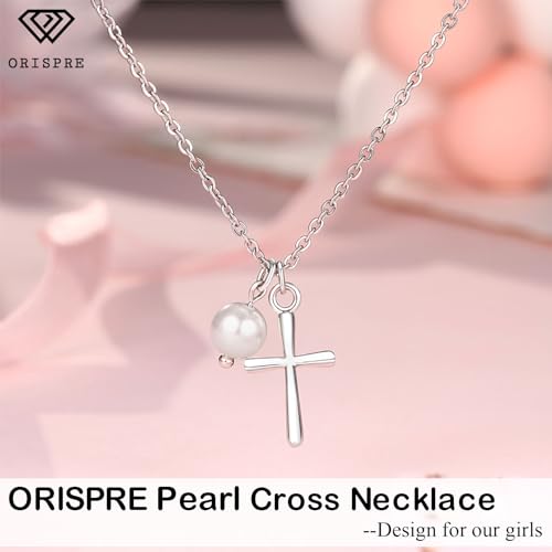 Pearl Cross Necklace for Girls - Baptism First Communion Confirmation Easter Graduation Gifts for Girls2