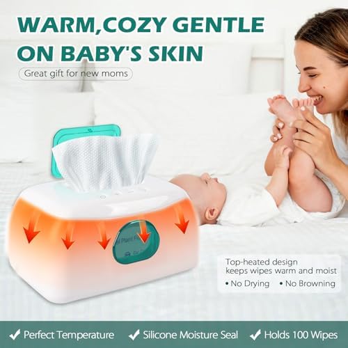 Baby Wipe Warmer with 16-Level Precision Heating, Portable USB-Powered Wet Wipe Warmer, Auto-Lift Spring Wet Wipes Dispenser, Gentle 45°-60° Diaper Wipes Warmer for Diaper Changes, Home & Travel Use - 1