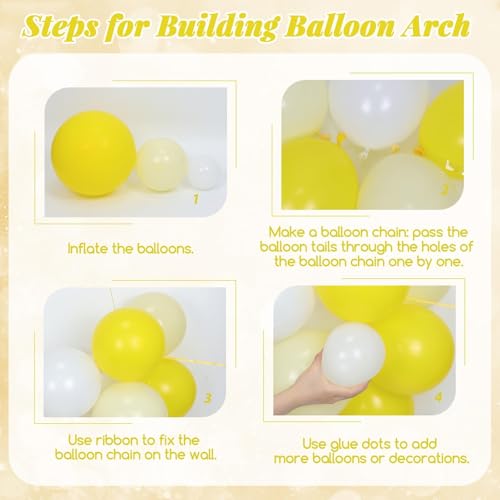 128pcs Yellow Balloon Arch Kit with Pastel Yellow and White Balloons for Lemon Bee Themed Baby Bridal Shower Birthday Party Decorations by Leraqertra - Used condition - Image 3