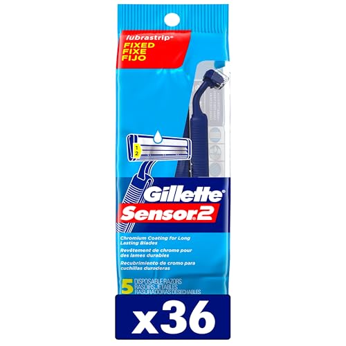 Gillette Sensor2 Men's Disposable Razors, 5 Count - Case of 36