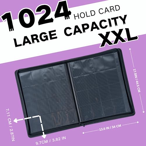 Image of 1000+ Pockets Trading Card Binder, 16-Pocket Card Ablum Compatible with MTG,Sports Cards & Other Standard Size Trading Cards (Light Purple)