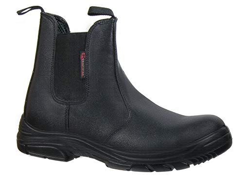 Image of Mens Grafters Safety Dealer Work Boots Super Wide EEEE Leather Steel Toe Cap Slip On (Numeric_10_Point_5) Black