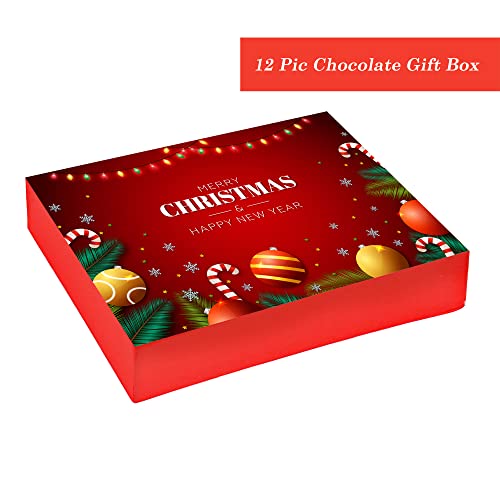 Image of Chocoloony Merry Christmas Chocolate Gift Box Assorted 12 pcs Milk Chocolate Bites