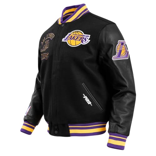 Pro Standard MENS NBA LOS ANGELES LAKERS RETRO CLASSICS VARSITY JACKET BLACK/PURPLE/YELLOW L - Image 3