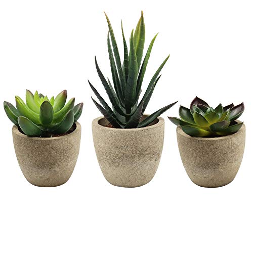 Aibesser Künstliche Blumen und Pflanzen, Kunstpflanze Künstliche Topfpflanze Gras Bonsai mit Topf 3er-Set klein, Zimmerpflanzen Set für Hochzeit, Party, Garten, Wanddekoration