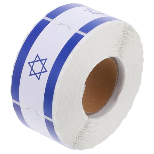 DIYEAH Autocollant drapeau israël 1 rouleau d'autocollants patriotiques autocollants Israël étiquettes journal- pour bouteilles d'eau, scrapbooking, pare-chocs de voiture