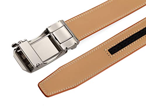 Lingli Men's Belt Ratchet Dress Belt With Automatic Buckle Brown/Black-Trim To Fit-35Mm Wide-005-110-Tan #TOP5