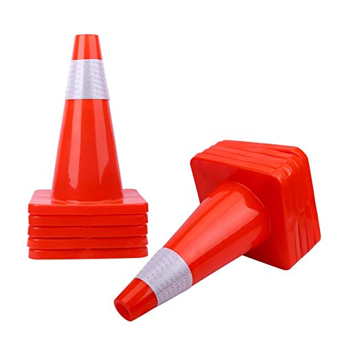 [ 12 Pack ] 18" Traffic Cones Plastic Road Cone PVC Safety Road Parking Cones Weighted Hazard Cones Construction Cones Orange Safety Cones Parking Barrier Field Marker Cones Safety Cones (12)