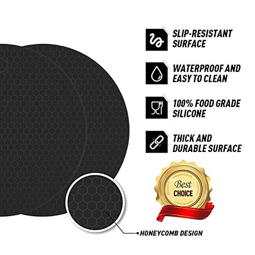 Image of Countertop Protector Heat Resistant Trivets for Hot Pots and Pans - Non-Slip Insulated Heat Pads for Kitchen Counter Black Pack of 2