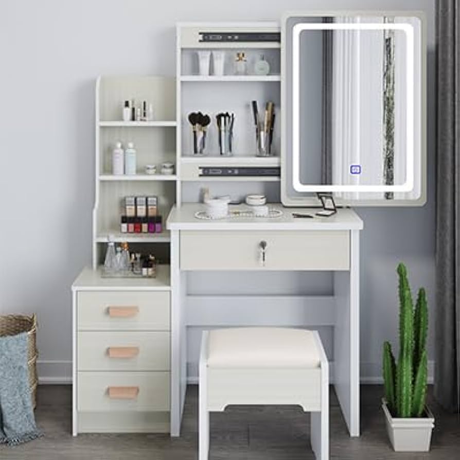 Amazon｜Wnicek ドレッサー コンパクト 3色 LEDライト スライドミラー