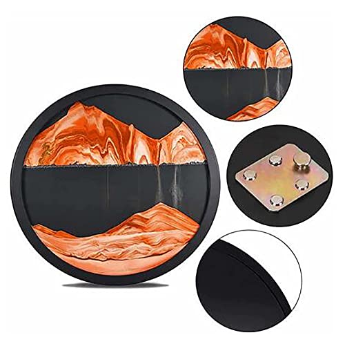 Cefrax Flowing Sand Painting Moving Sand Art Wall Decor 3D Deep Sea Sandscape Round Glass Dynamic Display Frame Wall Art Home Office Decor,D-60Cm/24In #TOP4