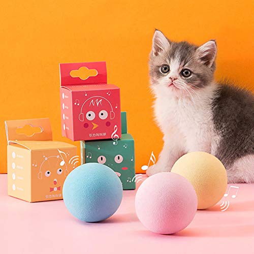 Balacoo 6 peças de bolas de gato, brinquedos de treinamento de mastigar para cães com som, brinquedo