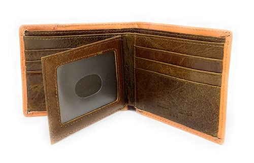 Western Men's Cowboy Leather Floral Tooled Laser Cut Multi Emblem Short Wallet in Multi Colors (Deer (Tan/Beige))4