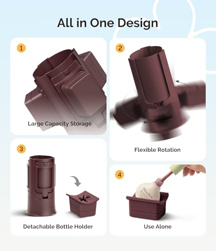 Image of MelodySusie GelCarousel for Nail Polish Bottle Holder and Nail Art Tools Organizer, 360 Rotating Storage Container with 3Pcs Detachable Silcone Gel Polish Holder, Brown(Only Box)