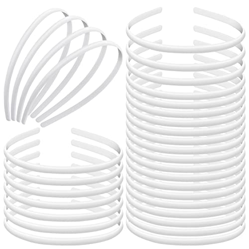 Oruuum 72 pcs Plastic Hair Headband, DIY White Headband Without Teeth For Women And Girls（7mm）.