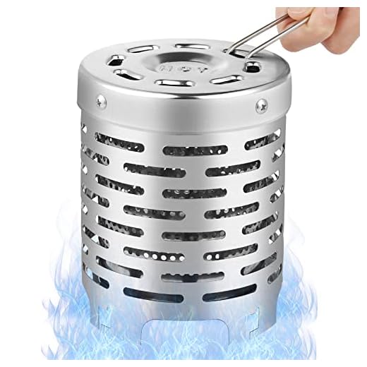 Estufa Camping Portátil Tapa, Diealles Shine Mini Adaptador Estufa, Cubierta de Calefacción de Acero Inoxidable para Exterior Camping Senderismo