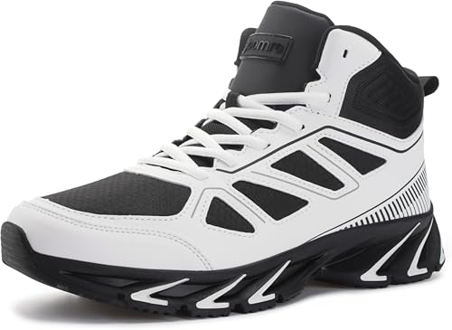 Image of Joomra Men's Stylish Sneakers High Top Athletic-Inspired Shoes | Premium Vegan Leather Upper, Durable Rubber Outsole, Perfect Ankle Support, Ideal for Outdoor & Casual Wear