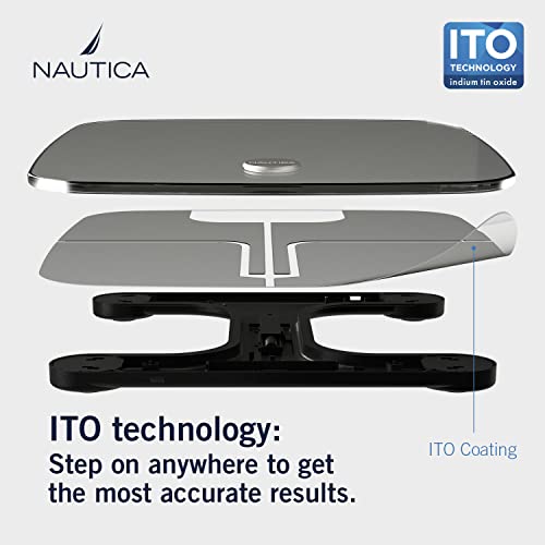 Nautica Smart Scale Plus Ito Technology, Body Fat Scale With Digital Led Display, Full Body Composition Analyzer, Fitness Digital Body Tracker Multi-User - Bluetooth Wi-Fi (Nautica Navy) #TOP1
