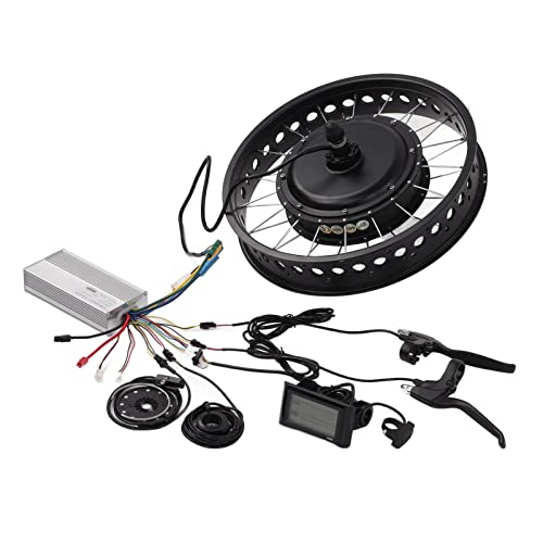 BONKZEBU Kit de Motor de Cubo de Bicicleta Eléctrica de 48 V 1500 W con Controlador Impermeable para Modificación de Rueda Trasera de Bicicleta de Nieve Aleación de Aluminio Rueda Trasera de 20