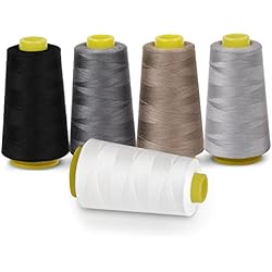 Remalladora Gemsy 5 Hilos Hilo de Poliéster, ilauke 5 Bobinas Overlock Hilos de Coser de 100% Poliéster 3000 Yardas Bobinas Hilo Overlock para Máquina de Coser, Hilo para Máquina de Coser Cono de Hilo Coser a Mano y a Máquina