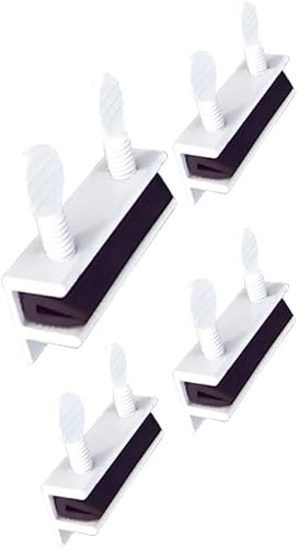 QCAA Cerradura de seguridad para ventana deslizante con forro de vinilo, cerradura a prueba de niños, aluminio, blanco, paquete de 4, fabricado en