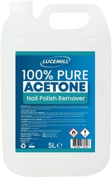 Lucemill 100% Pure Acetone | 5 Litre (5L) | Professional Nail Polish Remover for Acrylics, Gel & Glue | Salon Use | UK Made