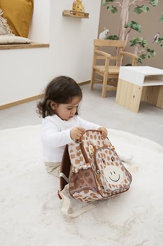 Sterntaler Kinderrucksack Giraffe Kaya – Wasserabweisendes Polyester, großes Hauptfach mit Kühlfunktion –Zwei-Wege-Reißverschluss, gepolsterte, verstellbare Schultergurte – Baby und Kleinkind Rucksack