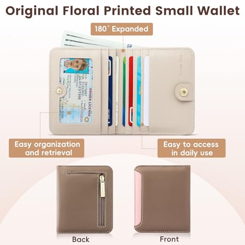 Pomelo Best Damen Geldbeutel Klein mit RFID-Schutz, Mini Portemonnaie aus Weichem PU-Leder, Stylisches Design mit Druck, leicht & praktisch für Alltag und Reise