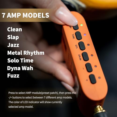 Image of FLAMMA Bass Headphone Amp Portable Modeling Headphone Amplifier with 28 Drum Grooves 7 Amp Models Built-in Effects 5 Tone Color Support Bluetooth USB Audio Recording&Playback OTG Function Rechargeable