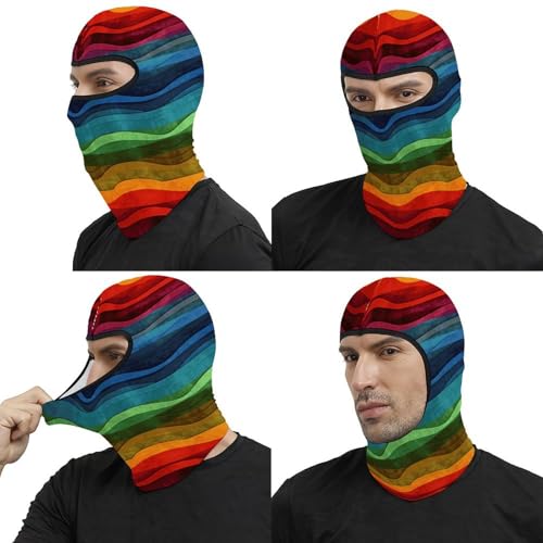 Balaclava para Moto de Hombre y Mujer con Estampado Arcoíris, Máscara Completa para Casco y Calentador de Cuello miniatura 5
