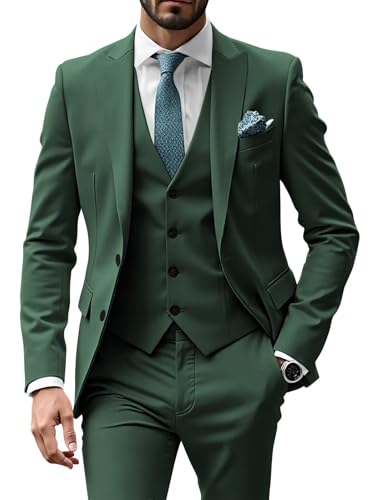 SHUZHXLZANGY Mens 3 Piece Suit Slim Fit Wedding Suits for Men Business Suits Prom