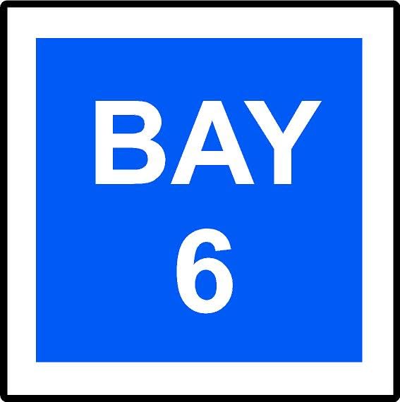 Bay 6 | 30cm x 30cm | Blue/White - PVC Plastic Sign for Parking Lots, Loading Zones, Warehouses, Industrial Sites, and Designated Areas | UK-Made with Renewable Energy | Low Carbon Footprint