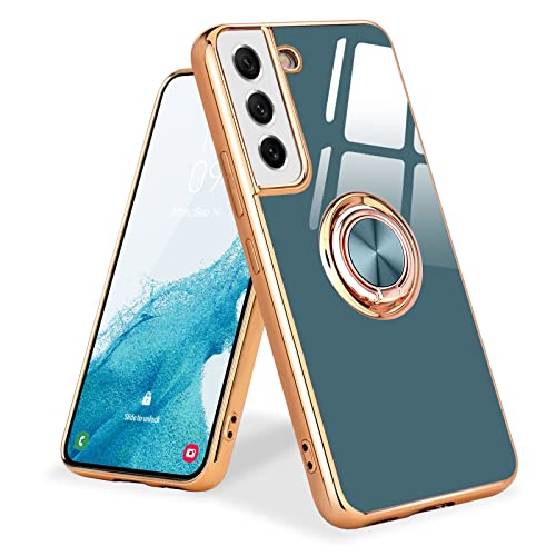 Urarssa Coque Compatible avec Samsung S21 5G Anneau Etui Silicone Housse 360° Voiture de Bague Magnétique Protection Case Mince en TPU Souple Antichoc pour Samsung Galaxy S21 5G Gris Cover