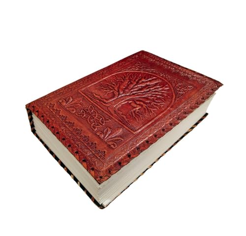 600 Pages Tree of Life Leather Journal – Handmade Vintage Leather Bound Notebook, Embossed Tree of Life, Thick Writing Diary for Travel, Sketching & Spiritual Use 7 x 10 inches