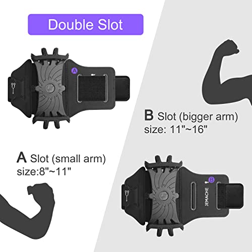 Jemache Running Armband For Iphone 14 Pro Max, 13 12 11 Xr Se, 6S 7 8 Plus, Samsung Galaxy S22 S21 S20 Ultra, Plus, Workouts Cell Phone Arm Band Holder (Black) #TOP3