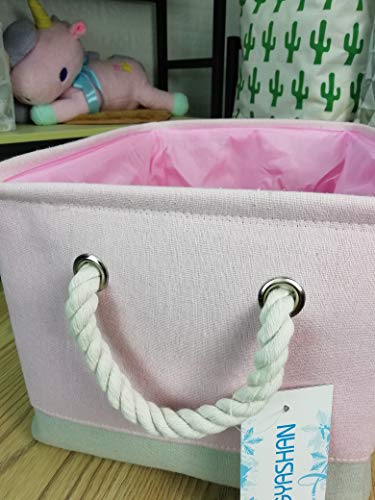 Image of Rectangular Storage Basket Collapse Canvas Fabric Cartoon Storage Bin with Handles for Organizing Home /Kitchen /Kids Toy /Office /Closet /Shelf Baskets (Girl)