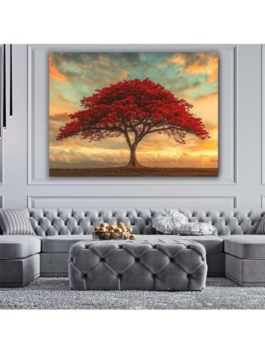 Arbre de vie rouge affiche sur toile vintage 40x60cm pour salon - 2