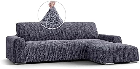 Menotti L Shape Sofa Cover - Sanitised Velvet Sectional Covers Chaise Lounge Couch Cover Soft Fabric Slipcovers 1-piece Form Fit Stretch Furniture Cover - Velvet Collection (Beige, L-Shape Left)