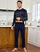Irdcomps Schlafanzug Herren Lang Pyjama Baumwolle Gestreift Navyblau XL