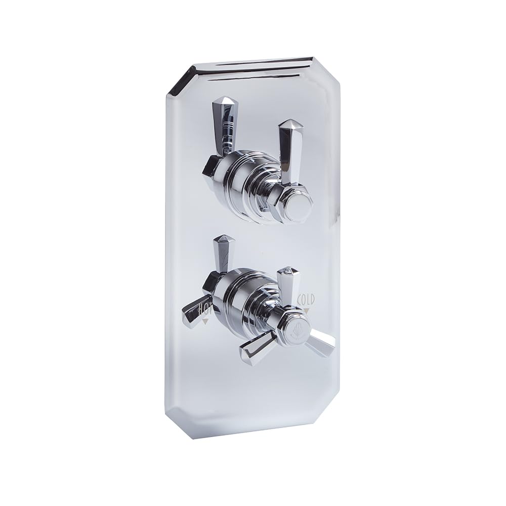 Milano Chrome Earlham Art Deco 1 Outlet Twin Thermostatic Mixer Shower Valve