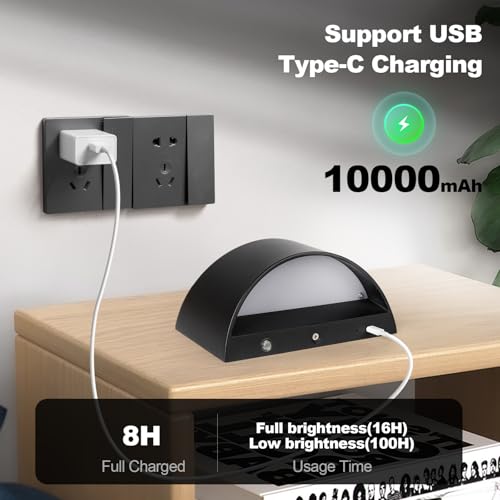 Image of TRLIFE Rechargeable Battery Operated Wall Sconces, Remote Control&Touch Control LED Wall Sconce 3000K /4000K /6000K Rechargeable Wall Lights Wall Mounted Light for Bedroom Living Room Hallway(Black,2P)