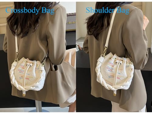 Image of Small Bucket Bags for Women, Mini Crossbody Tote Bag with Detachable Shoulder Strap, Girls Top Handle Handbag