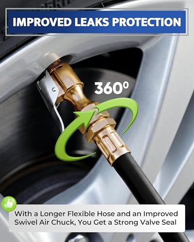 image for GERCHWAY Tire Inflator with Pressure Gauge and Longer Hose - Most Accu